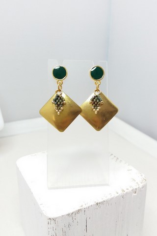 bijoux artisanaux - boucles epoxy's vertes