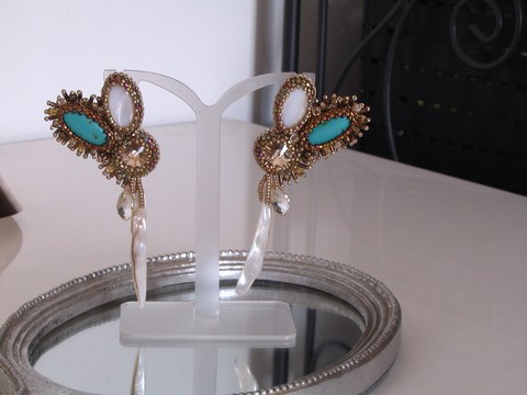 bijou brodé - Boucles Hawaï