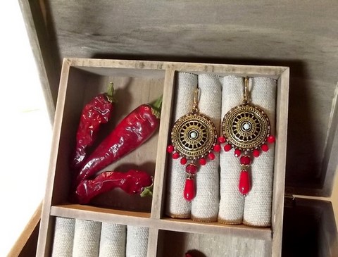 bijou artisanal - boucles "Pimientos"