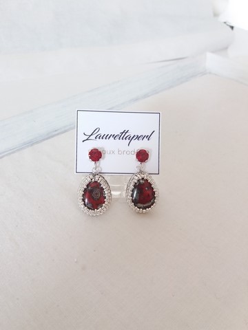 bijou artisanal-boucles Rouge Valentine