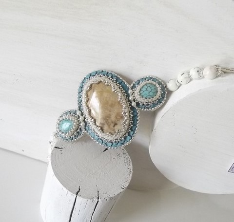 Bracelet Croco lagon - Travail artisanal fait-main