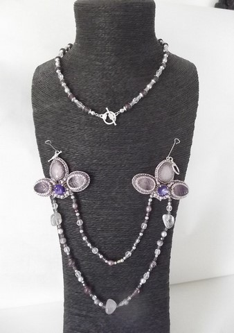 Sautoir Heliotrope modulable en 2 partiess